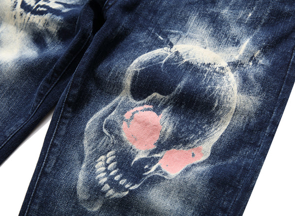 Fashion Skull Wolf 3D Printed Men's Denim Jeans Pants Long Classic Slim Fit Denim Trousers Mens Streetwear Male Stretch Jeans