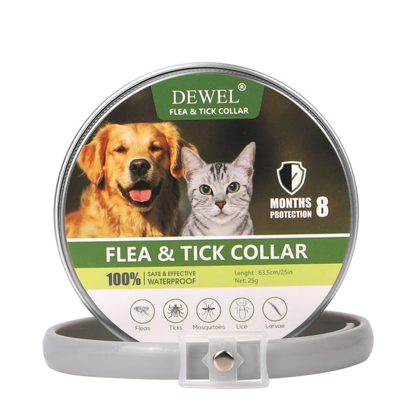 Dewel Anti Flea Ticks Insect Mosquitoes Waterproof Long Lasting 8 Months Protection Dog Collar Custom Puppy Cat Pet Collars