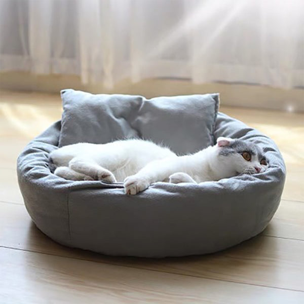 Round Cat Bed Warm pillowed Pet Nest