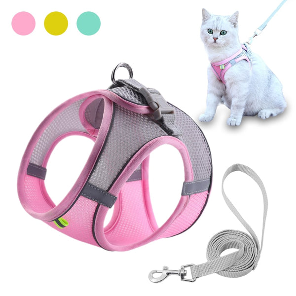 Cat Leash Set Escape Proof Harness Breathable Walking Leash