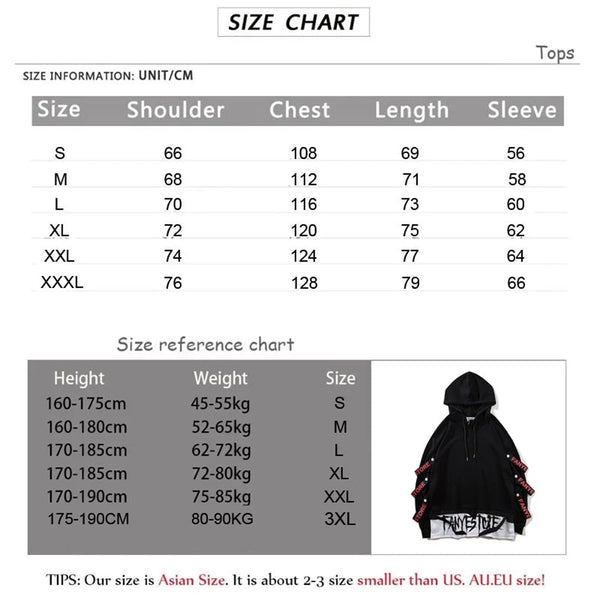 Autumn Men's Hoodie Sweatshirt Casual Black Hoodies Tops Techwear Hip Hop Harajuku Patchwork Streetwear