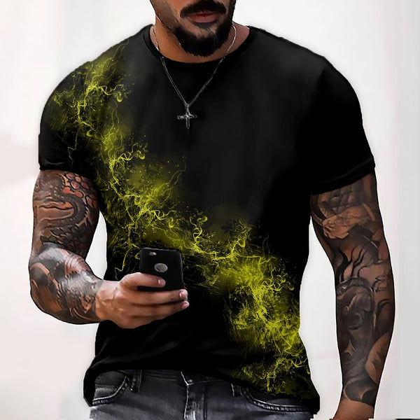 Short Sleeve T-Shirt 3D Graphic O Neck Black White Casual Streetwear