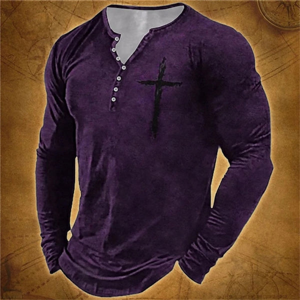 Men's Long Sleeve T-Shirts Color Blocking Graphic Casual Clothing