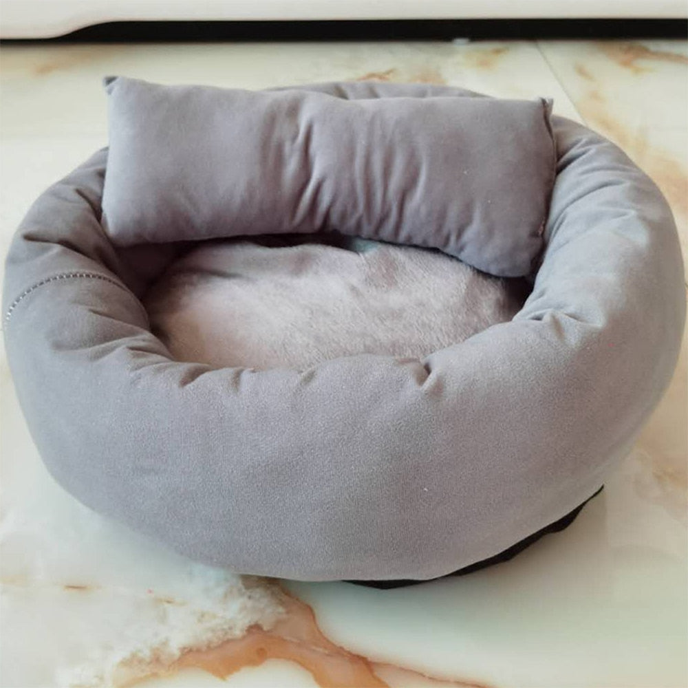 Round Cat Bed Warm pillowed Pet Nest