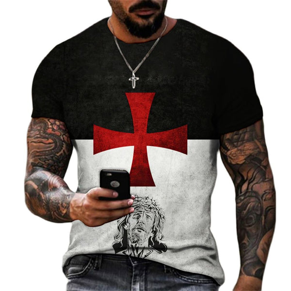 Jesus Christ T-Shirt For Men 3d Print Crucifix Men's T Shirt Short Sleeve Shirt
