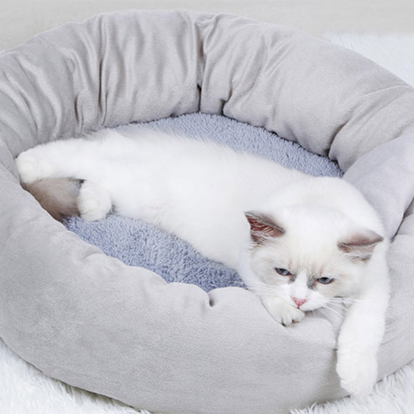 Round Cat Bed Warm pillowed Pet Nest