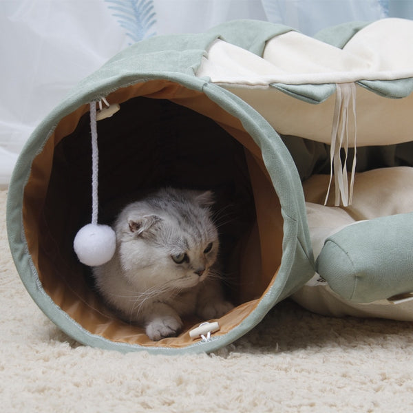 Foldable Cat House Interactive Cat Tunnel Toy Kitten Cave With Balls