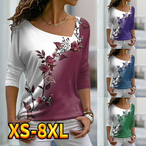 Women's Tops Sweatshirt Color Block Casual Flower Painting Floral Weekend Home Holiday Round Neck Long Sleeve Essential XS-8XL