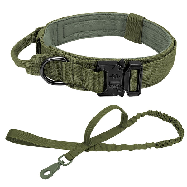 Durable Military Tactical Dog Collar Bungee Leash Set Pet Nylon Walking Training Collar For Medium Large Dogs German Shepard