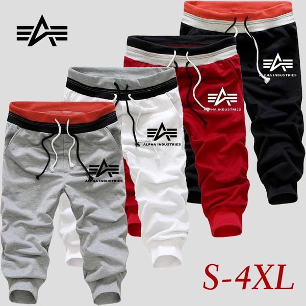 Men's Sweatpants Casual Gym Double Rope Cropped Workout Pants