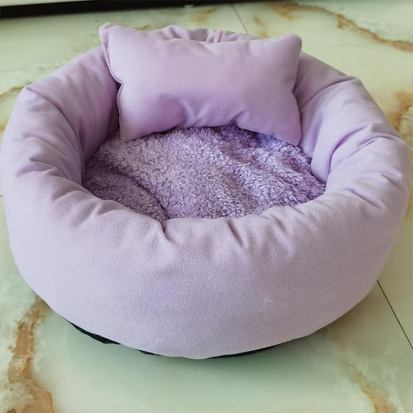 Round Cat Bed Warm pillowed Pet Nest