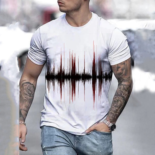 Short Sleeve T-Shirt 3D Graphic O Neck Black White Casual Streetwear