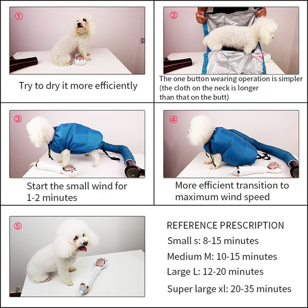 Pet Hair Dryer Folding Blow Bag Pet Fast Drying Bags Grooming Bag Portable Dog Cleaning Accessories Efficient Dry Bag Kit