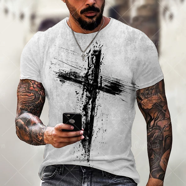 Jesus Christ 3D Print Men's T-shirts Retro Classic Short-sleeved Loose Tops