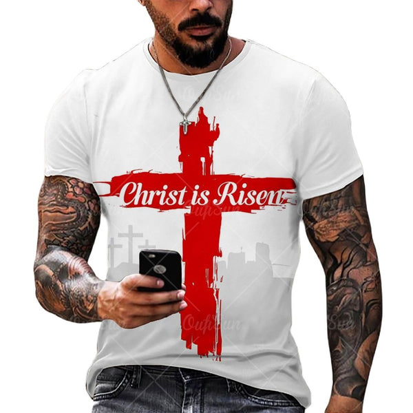 Jesus Christ 3D Print Men's T-shirts Retro Classic Short-sleeved Loose Tops