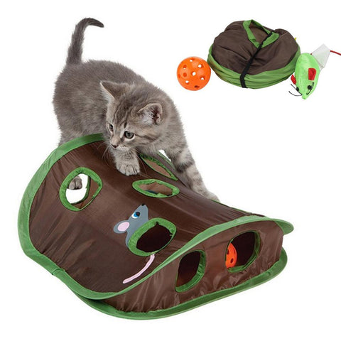 Foldable Cat Interactive Hide Seek 9 Hole Tunnel Game