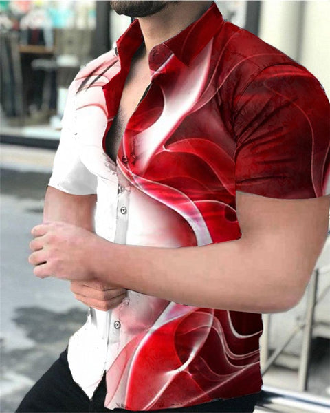 Men's Fashion Shirts Turn-down Collar Buttoned Shirt Men's Casual Digital Printing Long Sleeve Tops Streetwear
