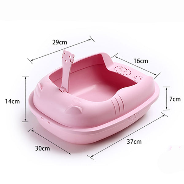 Cat Litter Box Semi-Closed Sandbox Anti Splash Plastic Cat Litter Box includes pan with Spoon