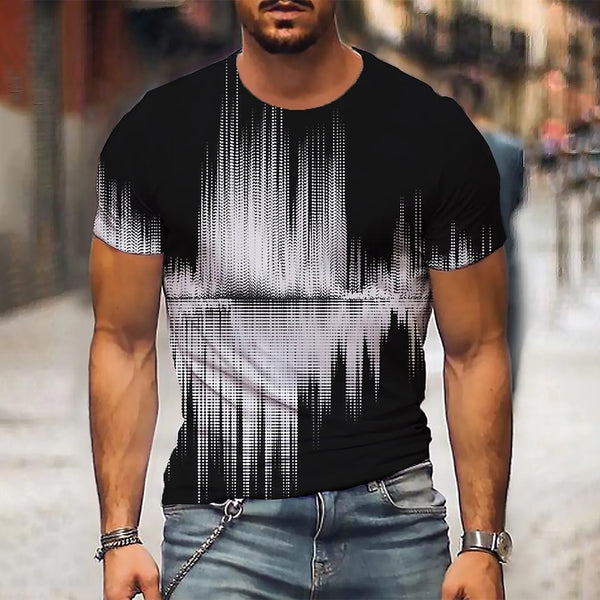 Short Sleeve T-Shirt 3D Graphic O Neck Black White Casual Streetwear