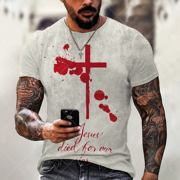 Jesus Christ 3D Print Men's T-shirts Retro Classic Short-sleeved Loose Tops