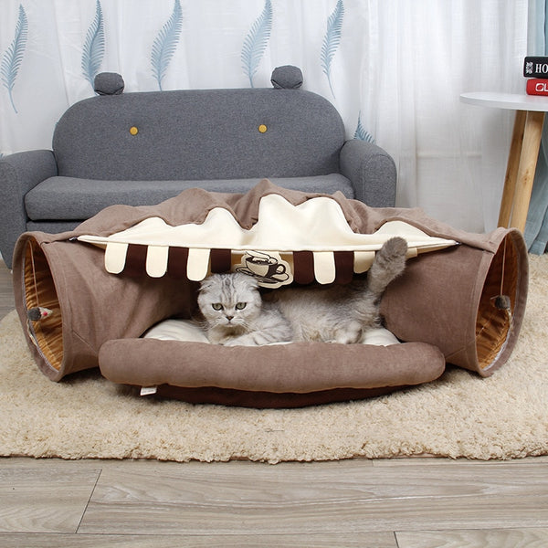 Foldable Cat House Interactive Cat Tunnel Toy Kitten Cave With Balls