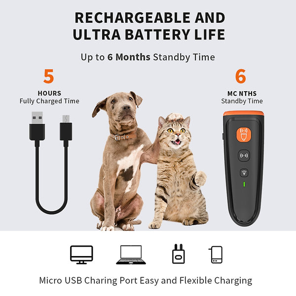 Dog Repelling Anti Barking Device Ultrasonic Bark Deterrent USB Rechargeable