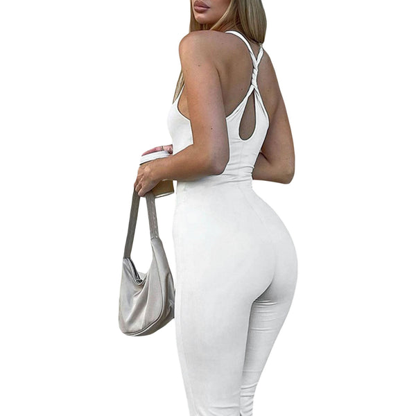 Women's Sexy Bodycon Long Sleeve Square Neck OnePiece Romper Ribbed Knit Yoga Jumpsuit Workout Unitard Playsuit Backless Jumpsuits