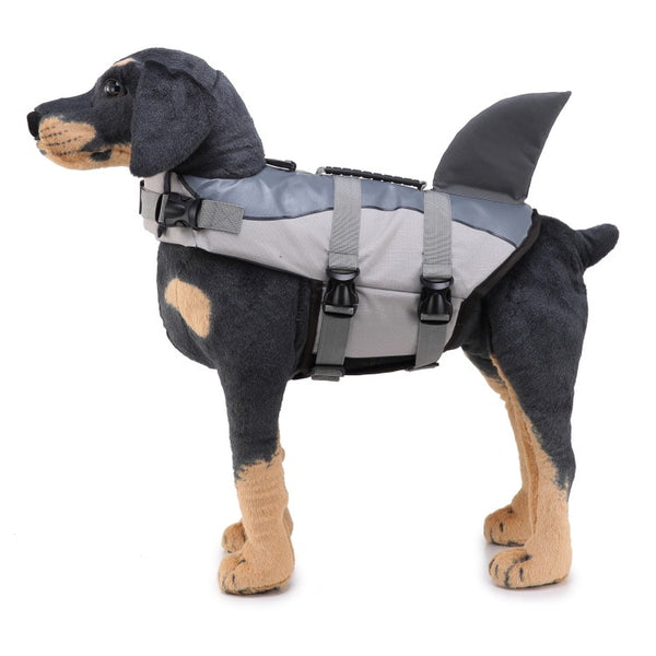 Dog Safety Life Jacket Swimsuit Shark Vests With Rescue Handle For Swimming Pool Or Beach