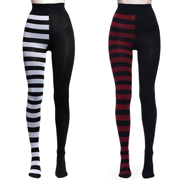 Striped Yoga Legging Women Print Goth Style Long Tights Casual Punk Ladies Sport High Waist Workout Elastic Leggings