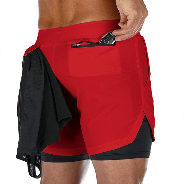 Men's Camo Running Shorts 2 In 1 Double-deck Quick Dry GYM shorts