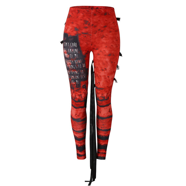 Streetwear Vintage Gothic Pants For Women High Waist Tie dye Rocker Distressed Pants