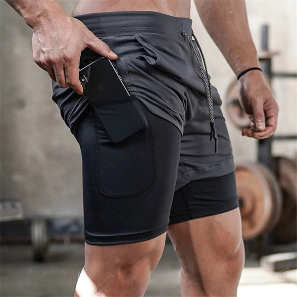 Men's Camo Running Shorts 2 In 1 Double-deck Quick Dry GYM shorts