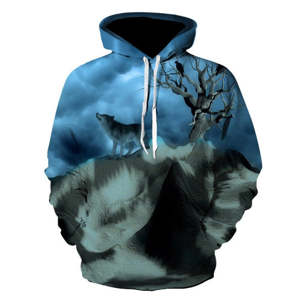 Husky print sweater men's and women's 3D loose pullovers couples fashion streetwear