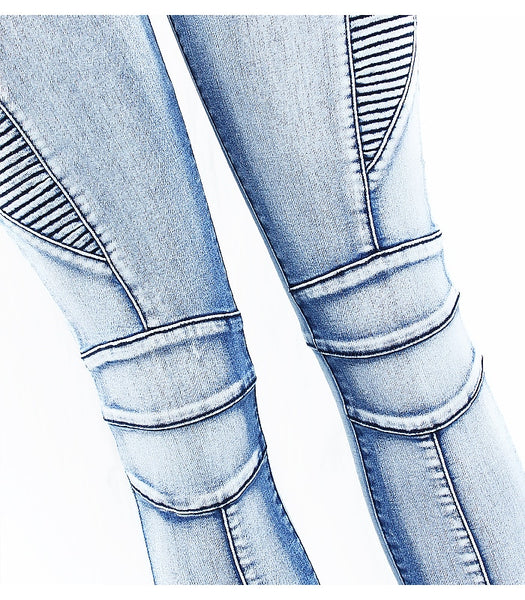 Women's 5 Pockets Stretch Bleached jeans Skinny Denim Pants For Women