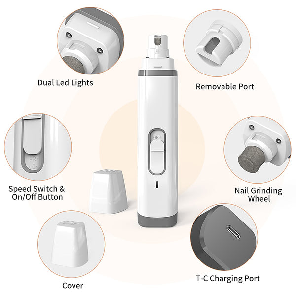 Electric Nail Grooming Trimmer for Dogs Rechargeable USB Charging