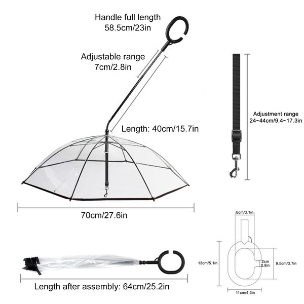 Transparent Adjustable Pet C-shaped Umbrella For Walking Pet In Rain Or Snow