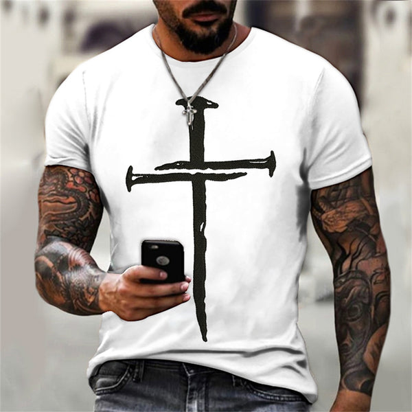 Jesus Christ 3D Print Men's T-shirts Retro Classic Short-sleeved Loose Tops