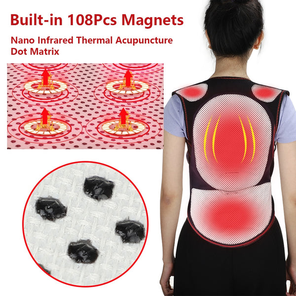 68 piece Magnet Tourmaline Self-heating Therapy Waist Back Shoulder Posture Corrector Spine Back Support Belt free Neck Brace