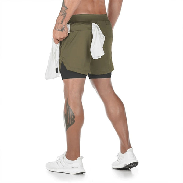 Men's Camo Running Shorts 2 In 1 Double-deck Quick Dry GYM shorts