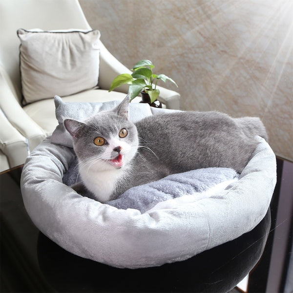 Round Cat Bed Warm pillowed Pet Nest