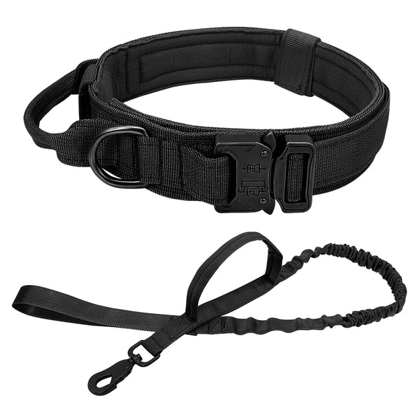 Durable Military Tactical Dog Collar Bungee Leash Set Pet Nylon Walking Training Collar For Medium Large Dogs German Shepard