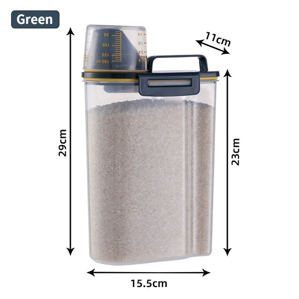 Dog Or Cat Plastic Food Pail Storage Tank with Measuring Cup Moisture-proof Sealed Container