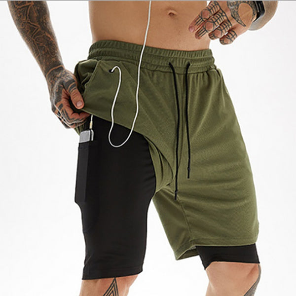 Men's Camo Running Shorts 2 In 1 Double-deck Quick Dry GYM shorts