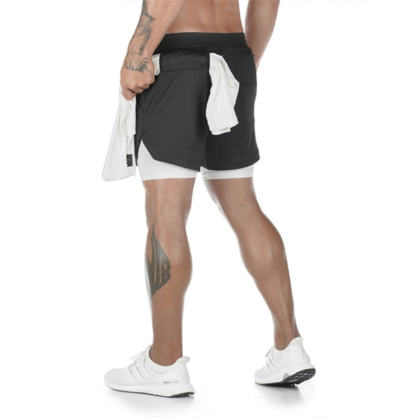 Men's Camo Running Shorts 2 In 1 Double-deck Quick Dry GYM shorts