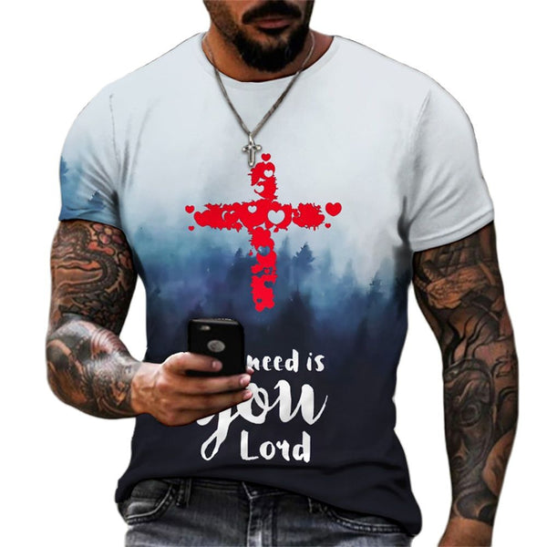 Jesus Christ T-Shirt For Men 3d Print Crucifix Men's T Shirt Short Sleeve Shirt