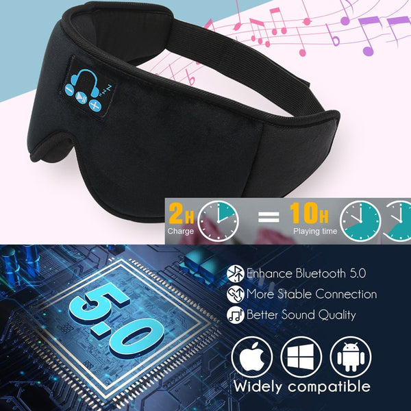 3D Wireless Music Headphone Smart Eye Mask Bluetooth Headset