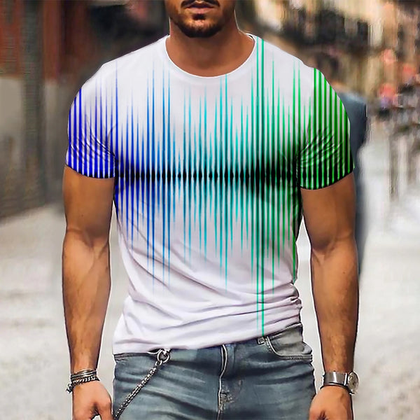 Short Sleeve T-Shirt 3D Graphic O Neck Black White Casual Streetwear