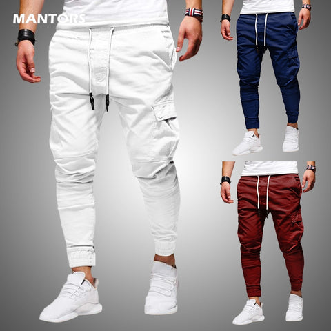 Men's Thin Casual Jogger Pants Streetwear Cargo Pants Multi-pockets Fitness Gym Sweatpants