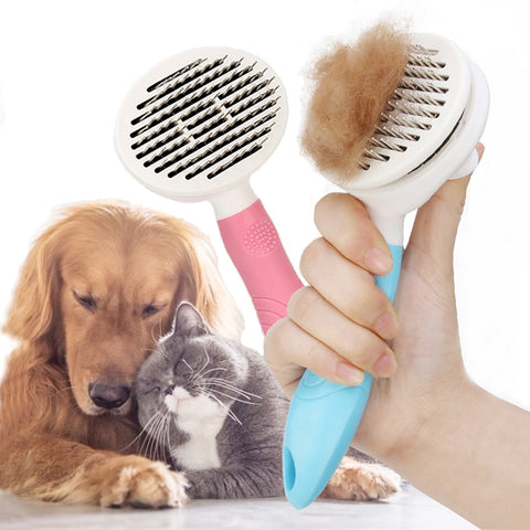 Dog or Cat Hair Removal Comb For Pet Grooming Gloves Tool Dog Brush with Button Removal