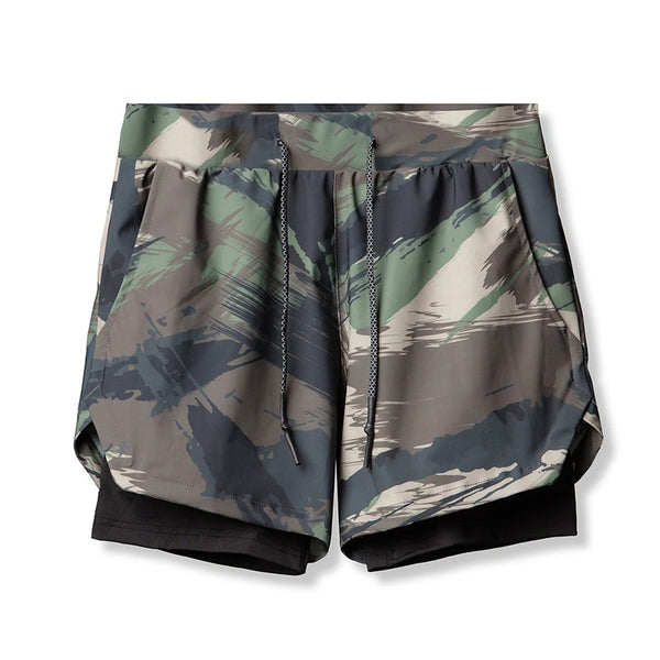 Men's Camo Running Shorts 2 In 1 Double-deck Quick Dry GYM shorts